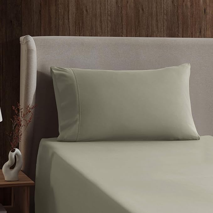 Nestl Twin Sheet Set - 1800 Ultra-Soft Microfiber Twin Bed Sheets - Double Brushed - Deep Pockets - Easy Fit - Extra Soft - 3 Piece Set - Bedding Sheets & Pillowcases (Twin, Light Green)