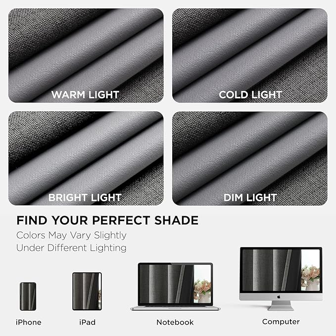 Joydeco Blackout Curtains 108 Inches Long 2 Panels Burg, Room Darkening Curtains for Bedroom, 100% Black Out Textured Thermal Drapes Privacy Protection 2 Panels Set(W52 x L108 Inch, Grey)