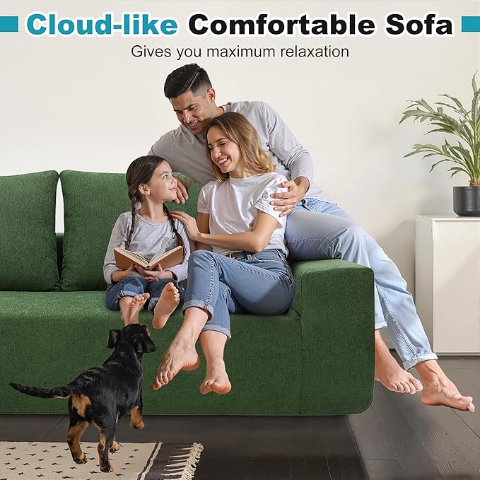 Sectional Couches for Living Room 109" L Shaped Cloud Couch Modern Modular Sectional Sofa Bad, Boneless Couch with Deep Seat, No Assembly Required (Chenille, Cream)