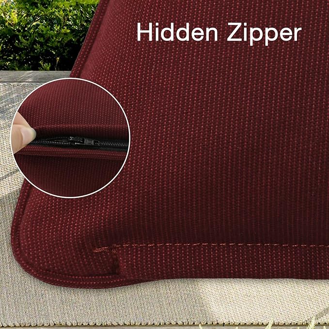 Sunbrella Decorative Outdoor Water Repellent Throw Pillows with Inserts, Set of 4, 18" x18" Pillows for Patio, Backyard, Bed, Couch, and Patio Furniture, Spectrum Ruby