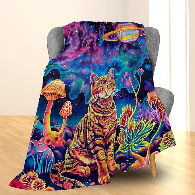 Cat Blanket - Ultra Soft, Fluffy, Lightweight Flannel Throw Blankets for Couch, Bed, Travel, Outdoor - Cozy, Fuzzy Home Decor, for Adults Kids Women Boys Girls, All Season 50×40 in