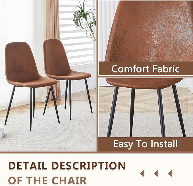 45 Inch Round Dining Table Set for 4, 5 Piece Kitchen Table and Chairs Set, Wooden Table with Walnut Finish, Small Space Dining Set for Apartment or Dining Room