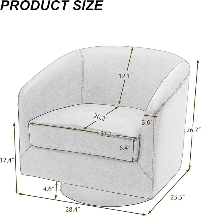 UIXE PU Leather Swivel Accent Chairs Set of 4, Barrel Club Chair Upholstered Armchair for Living Room - Red Brown