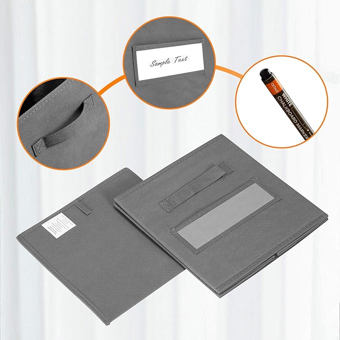 artsdi 11 Inch Storage Cube,Storage bin (Set of 10) Foldable Fabric Cube Storage Bins with 10 Labels Window Cards & a Pen,Baskets Containers for Shelves,Closet Organizers Box for Home & Office,Gray