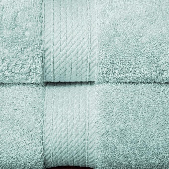Superior Egyptian Cotton Pile Bath Towel Set of 2, Ultra Soft Luxury Towels, Thick Plush Essentials, Absorbent Heavyweight, Guest Bath, Hotel, Spa, Home Bathroom, Shower Basics, Sea Foam