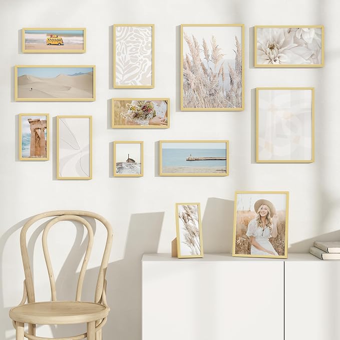 5x6 Metal Picture Frame - Gold Aluminum Photo Frames Real Real Glass,Tabletop Display,Mounting Horizontally or Vertically Decor for Wall Gallery Poster Photo 6x5 Frames, Gold