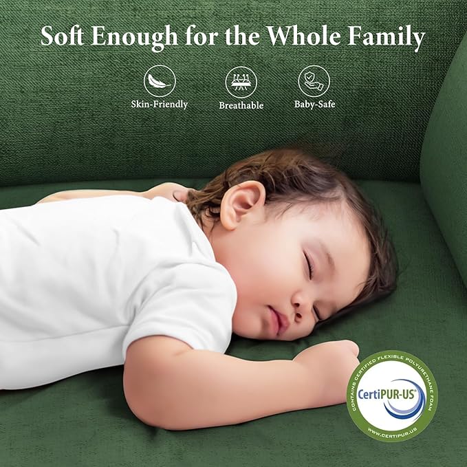 Vesgantti 106" Cloud Sectional Couch with Chaise, Deep Seat Modular Sectional Sofa Chenille Memory Foam Sofa Boneless Couches for Living Room Bedroom, No Assembly Required (Green, Right-Facing Chaise)