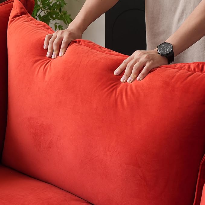 JACH 82.66" Sectional Couch for Living Room, Modular Sectional Sofa, Modern Convertible Couches, Cushion Covers Removable, Down Filled Soft Sofas for Living Room, Home, Apartment (Red)