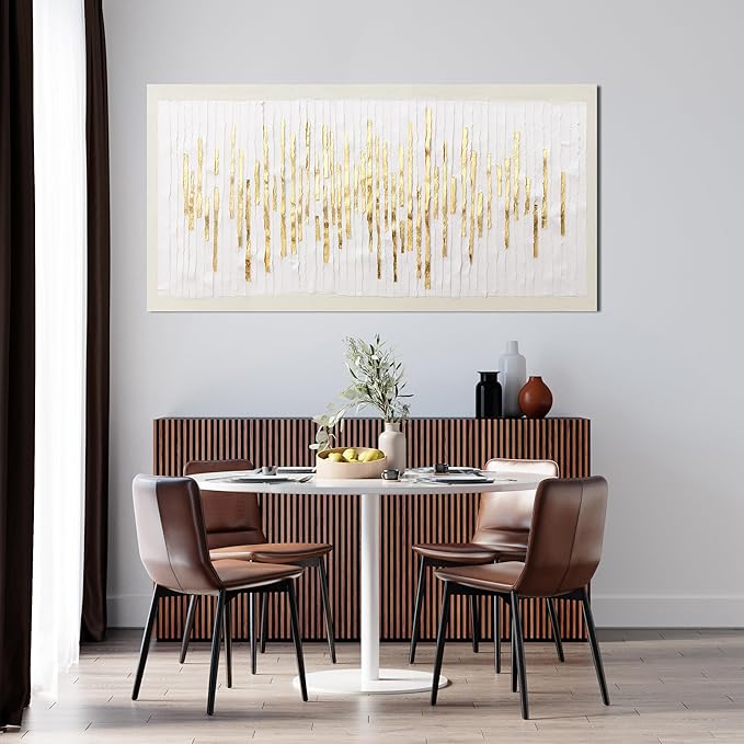 Canvas Wall Art Decor Modern Wall Decor For Living Room Gold Abstract Wall Art White Textured Wall Art Abstract Art Artwork for Walls Canvas Prints Art Work For Home Office Wall Decor 20" X 40"