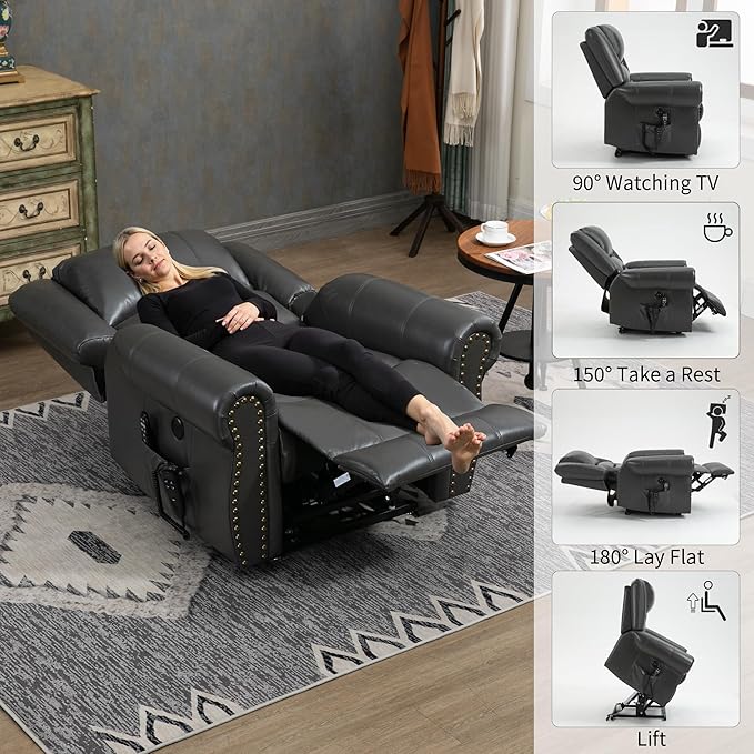 Recliner Chairs for Adults, Oversized Bedroom Chair with Massage, Sofa Chair Home Theater Seating with Lumbar Support, Comfortable Lift Chair for Elderly, Glider Nursery Chair for Living Room