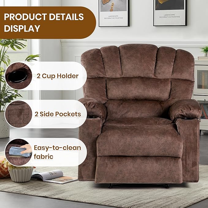 Recliner Chair Manual Modern Ergonomic Lounge Single Sofa Seat Living Room Lounge Recliners on Clearance Foam Filling