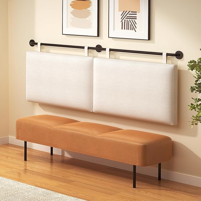 King Headboard, Wall Mounted Headboards for Bed with Linen Upholstery Hanging Headboard for Bedroom Thanksgiving Day, Christmas for Family(Beige, King)