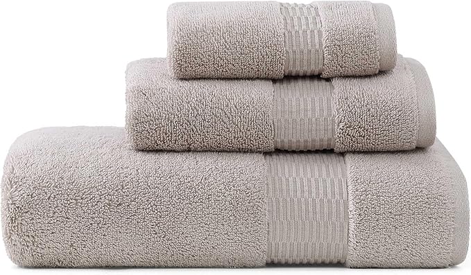 Tommy Bahama - Bath Towels Set, Soft & Highly Absorbent Cotton, Low Linting & Fade Resistant Bathroom Essentials (Long Branch Grey, 3-Piece)