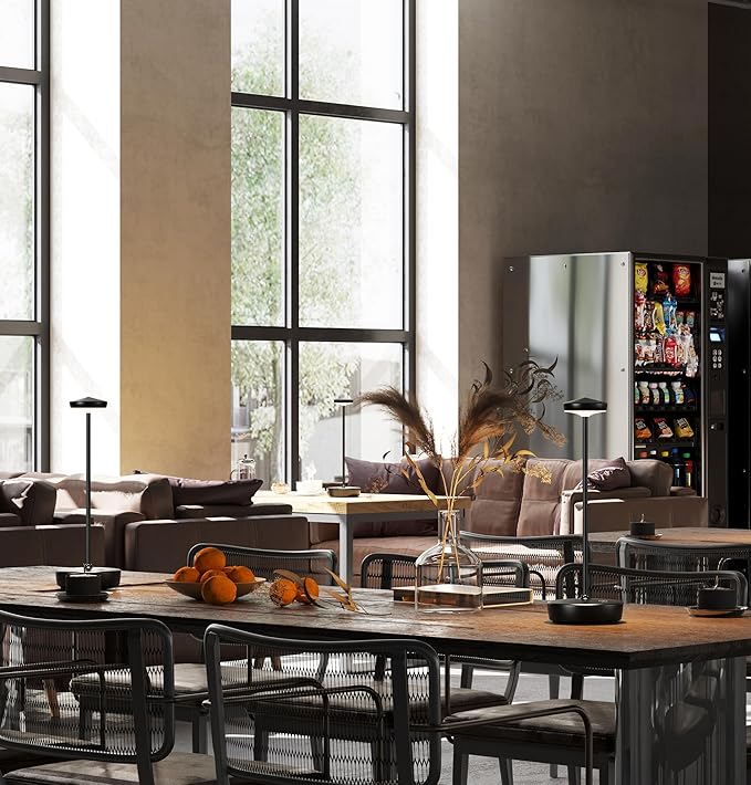 Cordless Table Lamp Rechargeable 2Pack - LED Battery Table Light with 3 Color Temperatures, Stepless Dimming, Waterproof Aluminum for Indoor Outdoor, Patio, Restaurant, Dinner (Black)