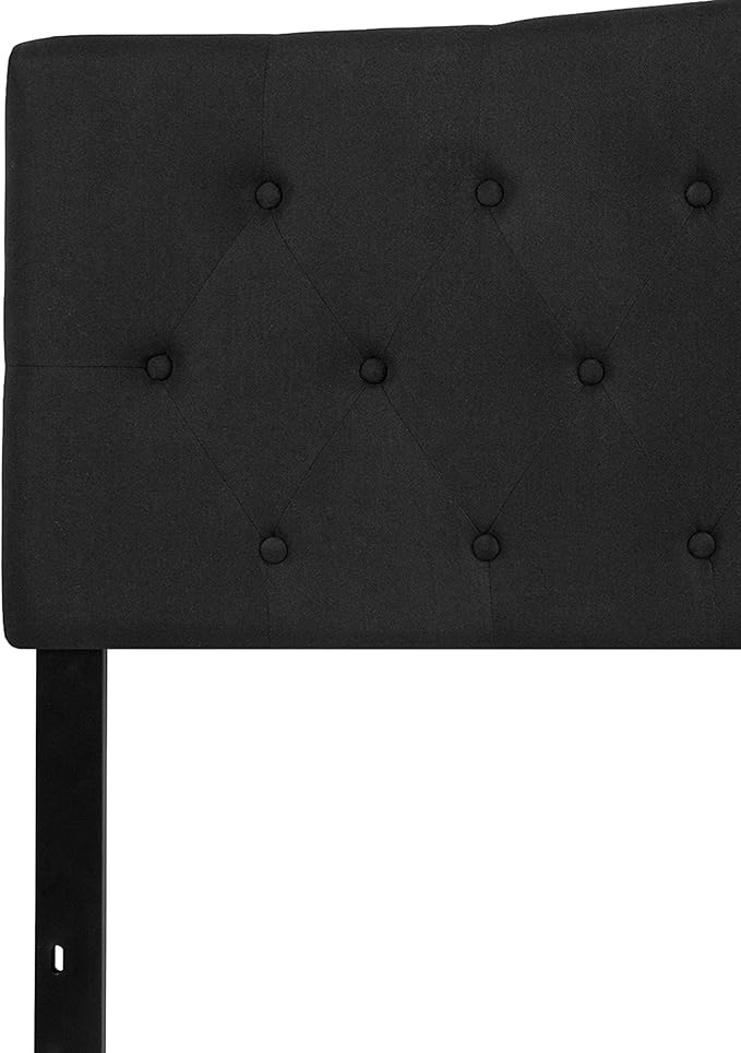 EMMA + OLIVER Tufted Upholstered King Size Headboard in Black Fabric
