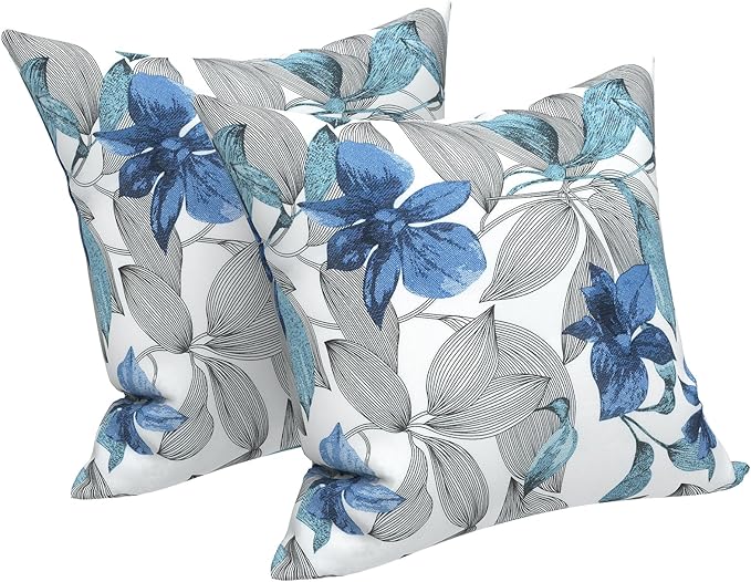 LVTXIII Outdoor Throw Pillow Covers 16 x 16 Inch, Covers ONLY Modern Cute Pattern Decorative Square Toss Pillow Case Pack of 2 for Home Patio Garden Sofa Bed Furniture, Clemens Noir Blue
