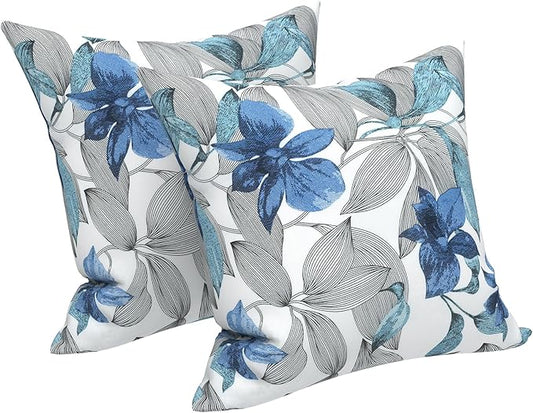 LVTXIII Outdoor Throw Pillow Covers 16 x 16 Inch, Covers ONLY Modern Cute Pattern Decorative Square Toss Pillow Case Pack of 2 for Home Patio Garden Sofa Bed Furniture, Clemens Noir Blue