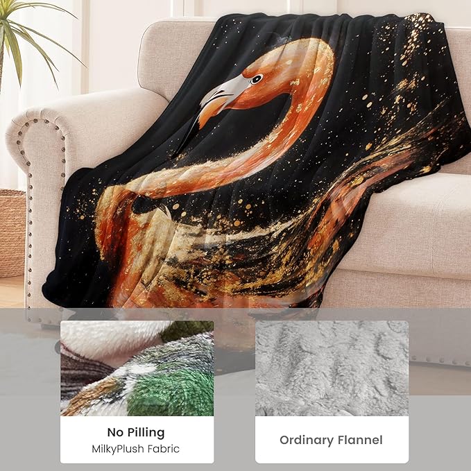 Flamingo Blanket for Women Adults, Flannel Flamingo Blankets Gifts, Flamingo Throw Blanket for Sofa Bed Living Room Soft Warm Cozy Flamingo Decor 80" x 60"