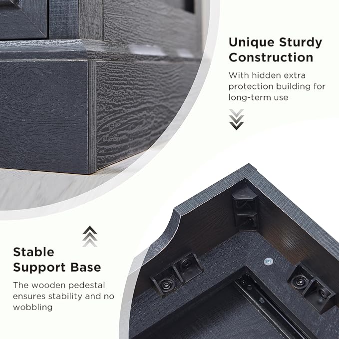 Farmhouse 6 Drawer Dresser for Bedroom, 52 Inch Wide Modern Dresser TV Stand with Large Drawers & Bar Handles, Rustic Wood Chest of Drawers for Bedroom, Living Room, Hallway, Black