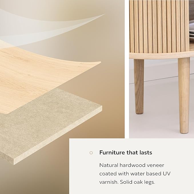 WERMO 71’’ TV Stand with Storage and Shelves for 65-75 inch TV. Wood Entertainment Center with Doors for Living Room and Bedroom, Mid Century Modern Console Table, Television Stand (Oak)