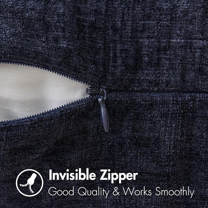 MIULEE Pack of 2 Couch Throw Pillow Covers 20x20 Inch Soft Navy Blue Chenille Pillow Covers for Sofa Living Room Solid Dyed Pillow Cases