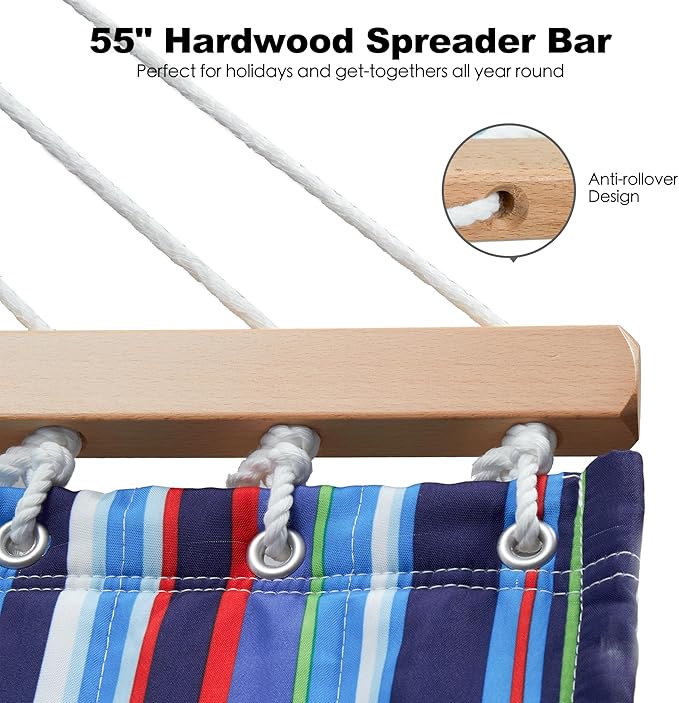 2 Person 12FT Hammocks for Outside, Double Quilted Fabric Outdoor Hammock with Spreader Bar, Large Removable Pillow, Storage Pockets, Carabiners, Max 475 lbs Capacity (Abyss Black)