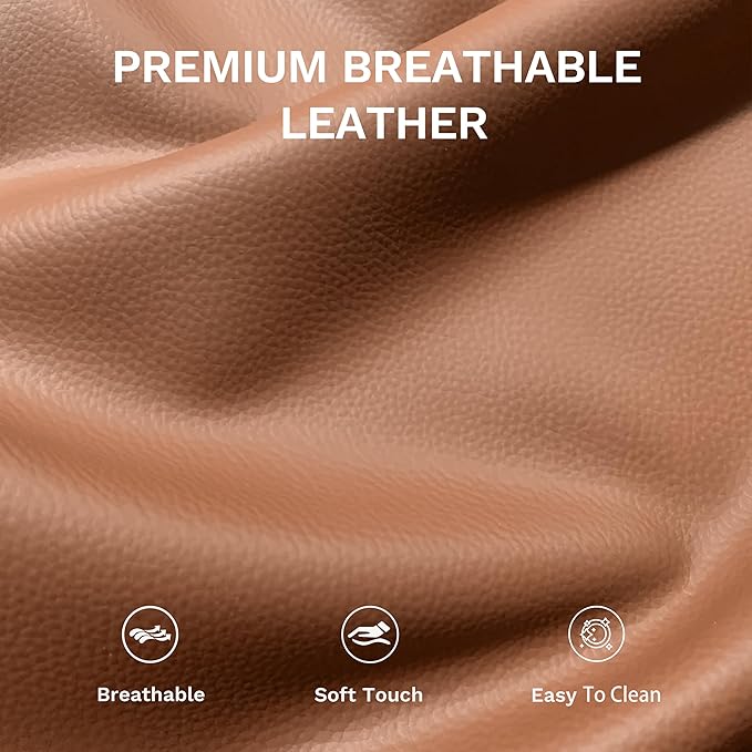 COLAMY Push Back Recliner Chair, Upholstered Leather Recliner with Footrest 118-150 Degree Adjustable, Comfy Modern Wingback Recliner for Living Room, Bedroom,Small Spaces,Cocoa