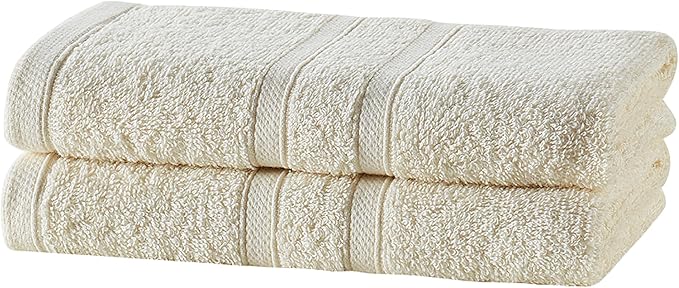 CLOROX Bleach Friendly Towels, Quick Dry, 100% Cotton Hand Towels (16" x 26"), Highly Absorbent Soft Lightweight, Ideal for Everyday Use, Easy to Wash (2 Pack, Ivory)