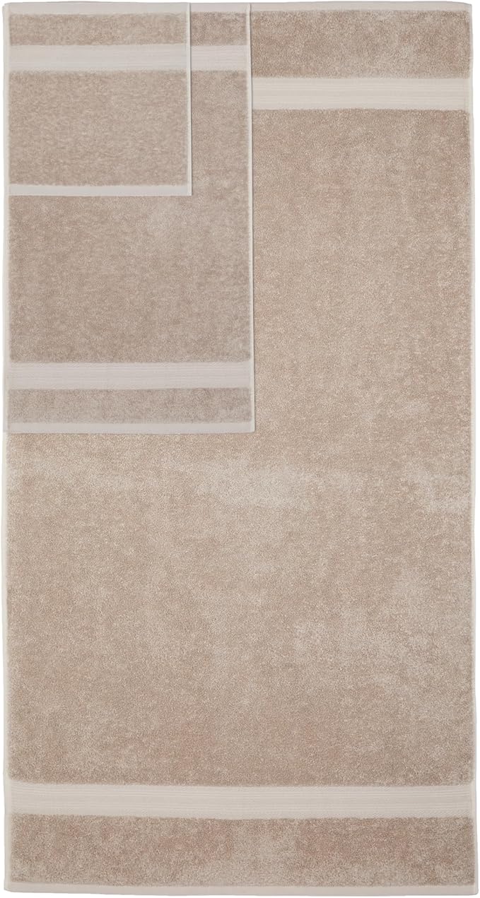 Amazon Basics Fade Resistant Bath, Hand and Washcloth Towel Set, 100% Cotton, Set of 6, 30 x 54 inches, Taupe