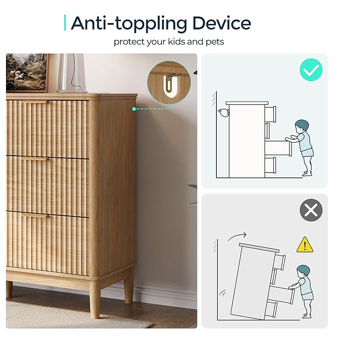 LINSY HOME Fluted Dresser for Bedroom with 9 Drawers, 58" Wide Chest of Drawers, Mid Century Modern Dresser TV Stand with Metal Handle, Wood Closet Storage Cabinet for Living Room, Hallway, Oak