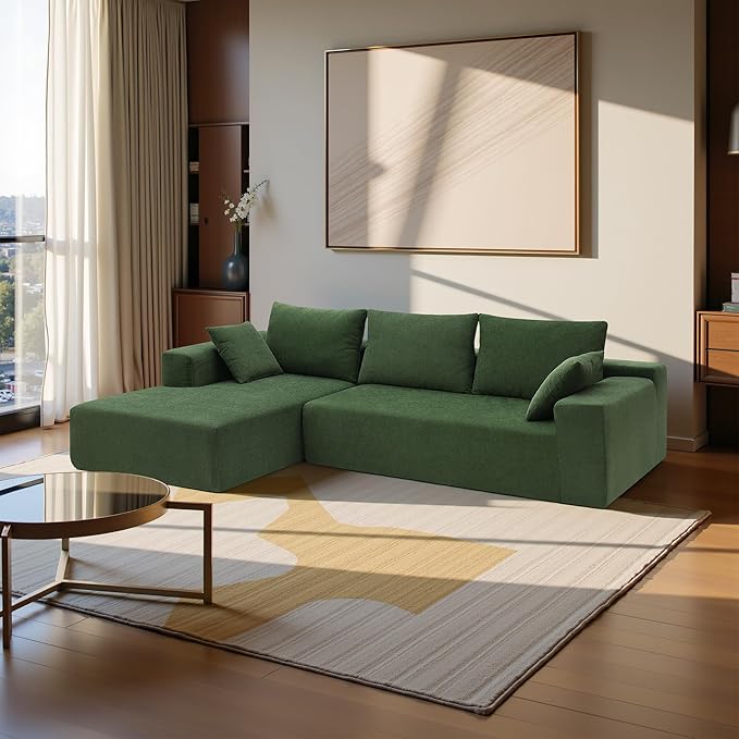 Sectional Couches for Living Room 109" L Shaped Cloud Couch Modern Modular Sectional Sofa Bad, Boneless Couch with Deep Seat, No Assembly Required (Chenille, Cream)