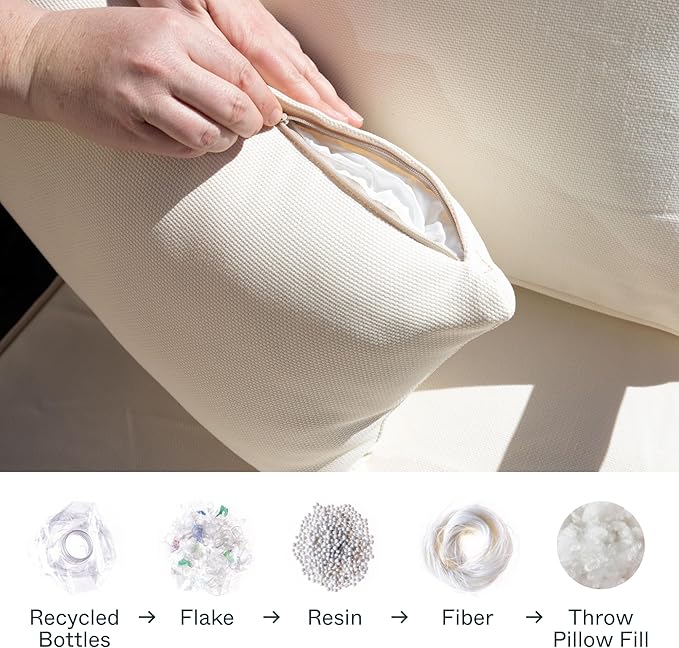 Outer Outdoor Throw Pillow with OuterWeave Performance Fabric, Decorative Outdoor Pillow for Patio & Outdoor Furniture, Includes Machine Washable Pillow Cover and Insert - Pacific Fog Gray, 20"x20"