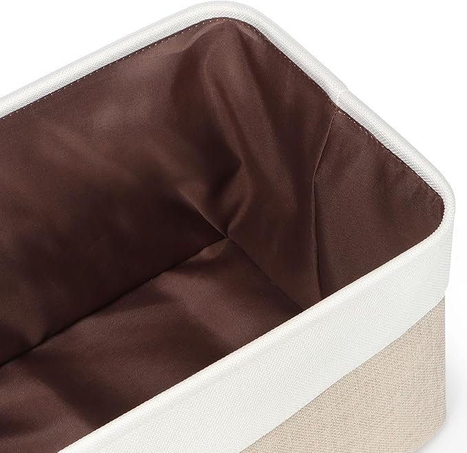 Kntiwiwo Foldable Storage Bin Collapsible Basket 12" x 10" x 9.5" Cube Storage Organizer Bins with Dual Carry Handles for Home Closet Shelves Drawers Organizer, Set of 3, Beige