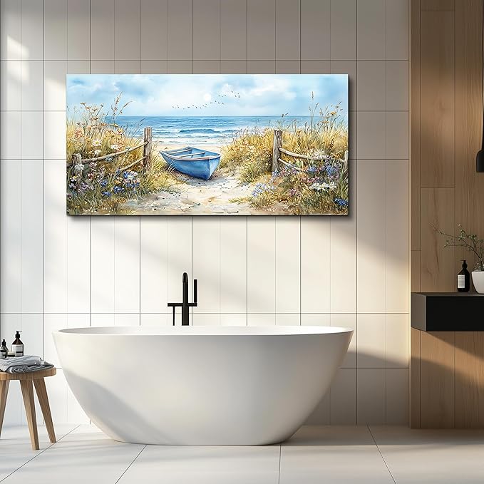 PHAOHUAXM Large Canvas Wall Art For Living Room Bedroom Wall Decor Home Office Beach And Ocean Landscape Painting Room Bathroom Dining Room Prints Artwork Picture Wall Home Decoration 20x40 In