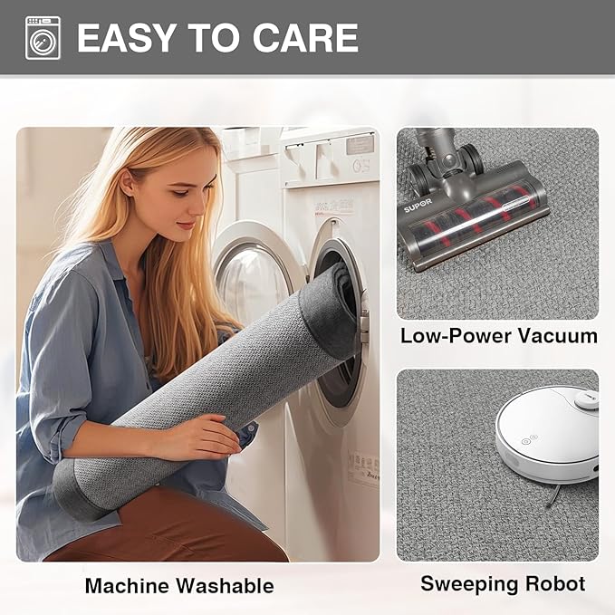 Ultra Thin Quick Dry Bathroom Rugs Mat 24x36, Non Slip Bath Mat for Bathroom Absorbent Bath Mat Floor Rubber Backed Fit Under Door, Woven Washable Bath Rugs, Gray