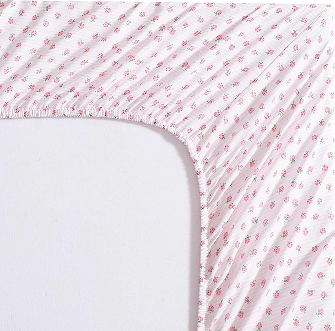 Laura Ashley - Kids Sheet Set, Ultra-Soft & Breathable Toddler Bedding with Matching Pillowcases, Wrinkle-Resistant, Ideal Girl Room Essentials (Sweet Lady Bugs Pink, Queen)