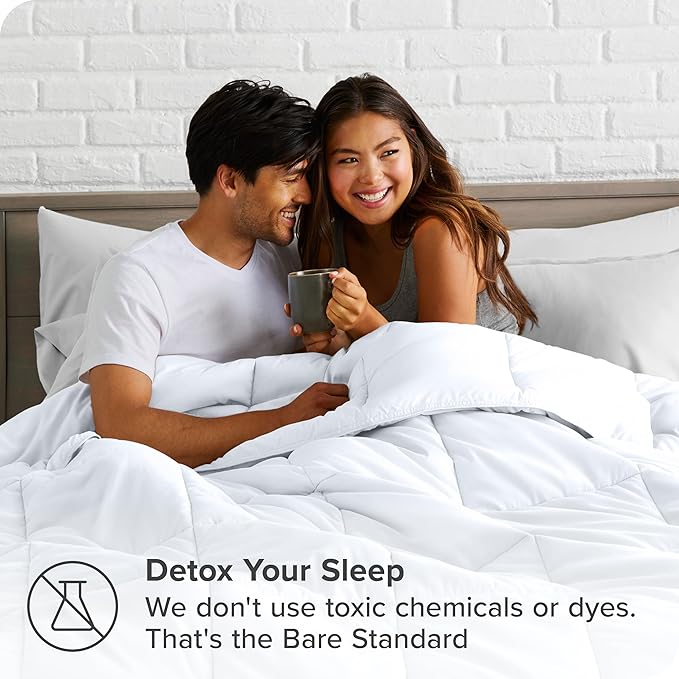 Bare Home Comforter Set - King/California King Size - Ultra-Soft - Goose Down Alternative - Premium 1800 Series - All Season Warmth (King/Cal King, White)