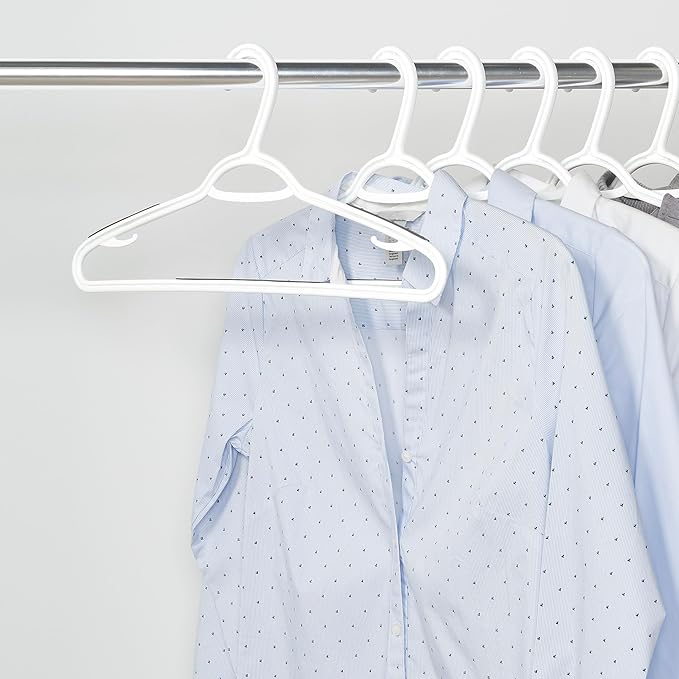 Neatfreak Slim Non Slip Hangers - Space Saving Hangers for Clothes with Lingerie Hooks and Pants Accessories Bar - Patented W Frame White Plastic (40)