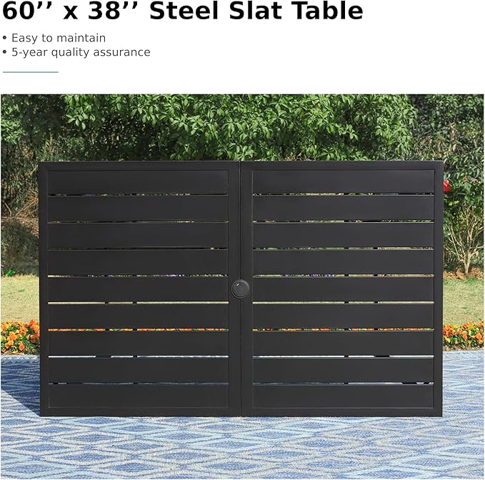 MFSTUDIO Patio Dining Set for 6, Outdoor Dining Set with Umbrella Hole, 7 Piece Patio Table and Chairs Set for Deck Backyard Poolside Garden