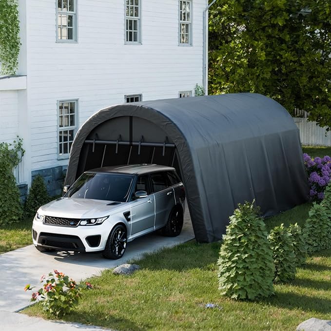 Carport 12x20 ft Heavy Duty, All-Season Waterproof UV Protected Outdoor Car Ports w/Reinforced Metal Frame Roll-up Ventilated Doors,Portable Garage Car Shelter for Boat Truck Motorcycle Yacht