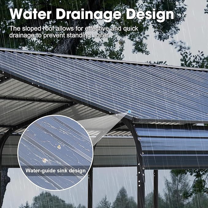 COBANA Metal Carport, 12X20 FT Heavy Duty Carport Canopy with Steel Roof and Frame, Car Shelter Garage for Pickups, Cars, Boats and Tractors