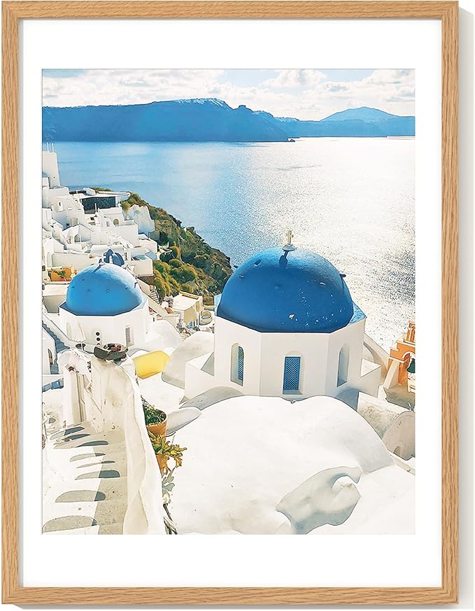 Axeman 18x24 Poster Frame with Mat for 16x20, Solid Oak Wood Picture Frame with Tempered Glass, Wooden 18''x24'' Minimalist Photo Frame with Free Wall Hooks for Art Photo and Prints, Natural