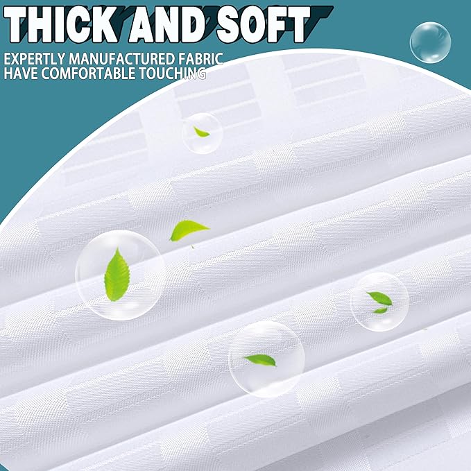 Conbo Mio Stall No Hook Shower Curtain with Snap in Liner Set, Hotel Luxury White Shower Curtains for Bathroom with See Through Top Window, Waterproof, Washable 36W x 74H