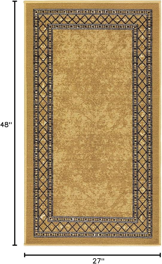 Antep Rugs Alfombras Modern Bordered 2x4 Non-Skid (Non-Slip) Low Profile Pile Rubber Backing Kitchen Area Rugs (Brown, 2'3" x 4')