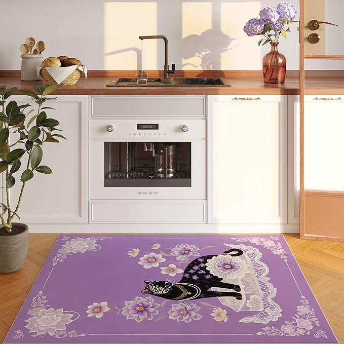 Door Mat Indoor Entrance 2x3 Rug Machine Washable Retro Lavish Leopard Animal Small Area Rug Non-Slip Low Pile Throw Rugs for Entryway, Kitchen, Front Door Indoor Entrance, Entry, Kids Room