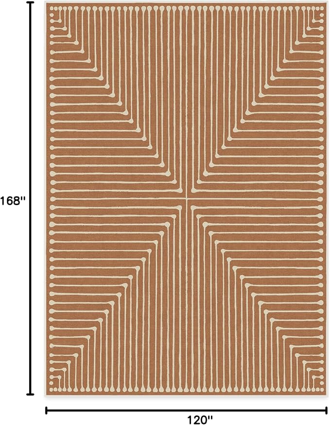 RUGGABLE x Jonathan Adler Machine Washable Modern Area Rug – Inkdrop Copper 10x14, Stain-Resistant, Non-Slip – Large Rugs for Living Room, Bedroom, Hallway, Entryway & Office–with Cushioned Pad