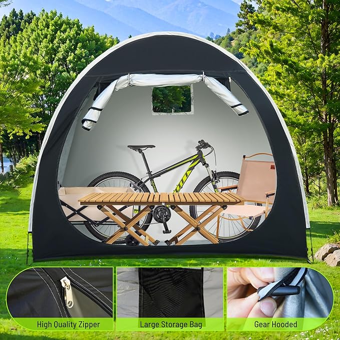 Bike Storage Shed Tent for 2-3 Bikes, 210D Oxford Thick Waterproof Bicycle Shed Tent, Bike Cover Shelter for Motorcycle,Garden Tool etc, Bike Tent/Bike Shed - S