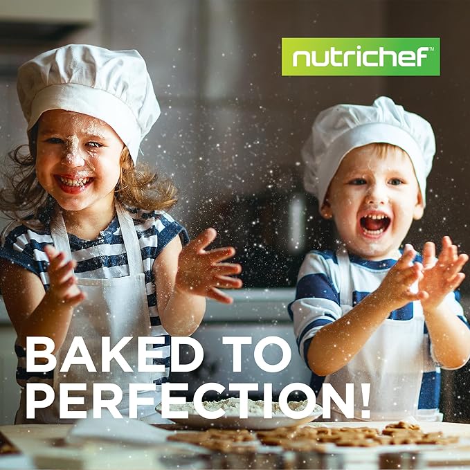NutriChef Nonstick Baking Pans Set – Premium Cookie Sheets for Baking, Carbon Steel Stackable Baking Trays with Red Silicone Handles, Oven Safe Pans for Cookies, and Cakes, Dishwasher Safe (30 Pack)