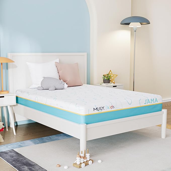 MLILY JAMA 6 Inch Kids Twin Size Mattress, Memory Foam Medium Firm, Made in The USA of US Foam and Global Materials,CertiPUR-US Certified,75x38x6,Blue