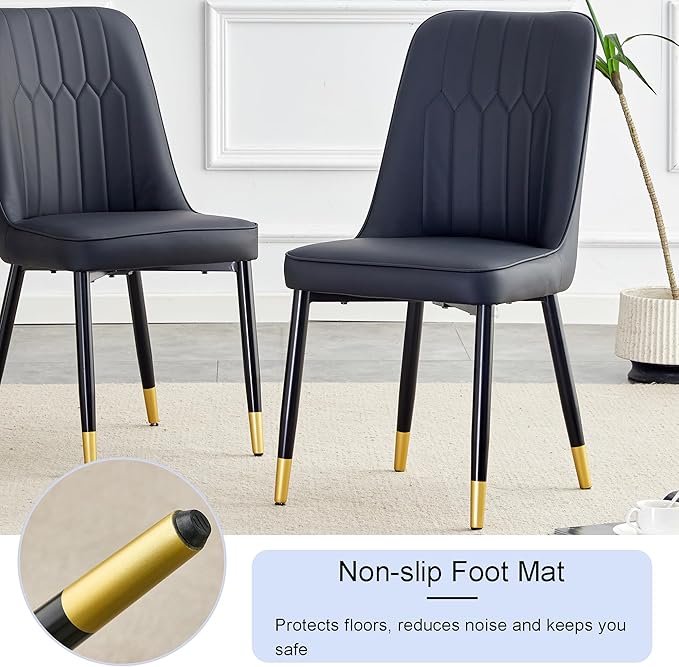 45 Inch Round Dining Table Set for 4, 5 Piece Kitchen Table and Chairs Set, White Faux Marble Table Top, Small Space Dining Set for Apartment or Dining Room